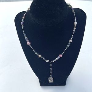 Beaded necklace turtle charm